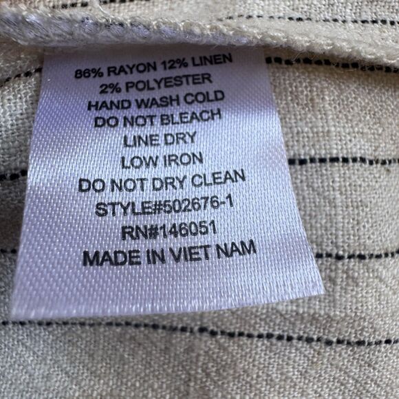 NWT Monteau Mini Dress Small Cream Pinstripe Button Linen Blend Preppy Cottage - Picture 8 of 9